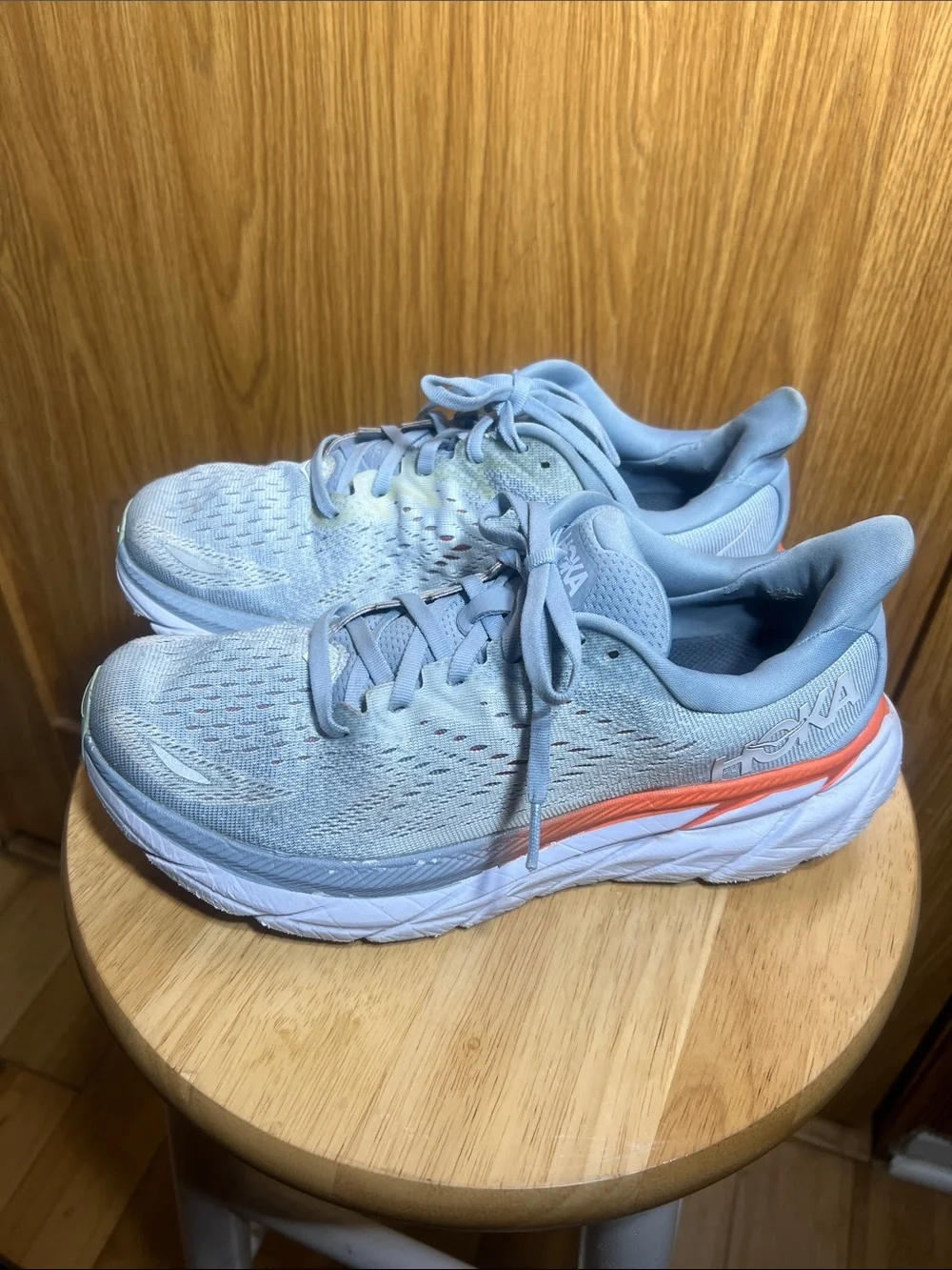 Hoka Women's Pale Blue Running Shoes with Mint Toe Accents